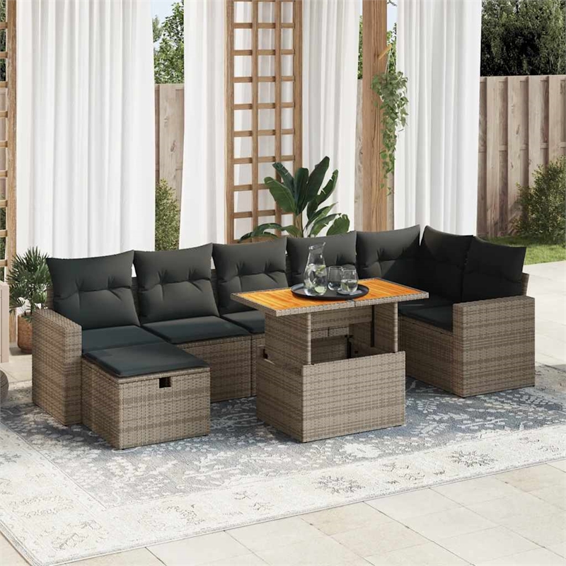 vidaXL 5 Piece Steel Medium Sofa Set in Gray