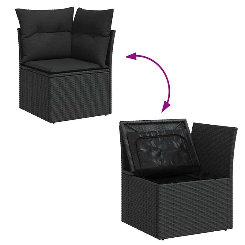 vidaXL 9 Piece Poly Rattan Sofa Set in Black/Gray
