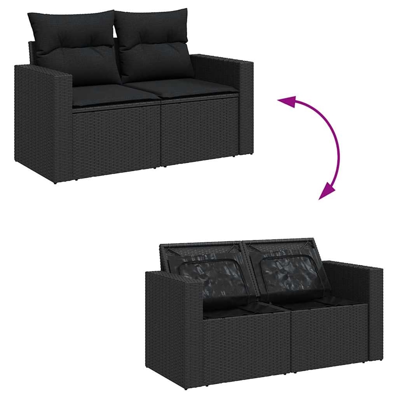 vidaXL 9 Piece Poly Rattan Sofa Set in Black/Gray