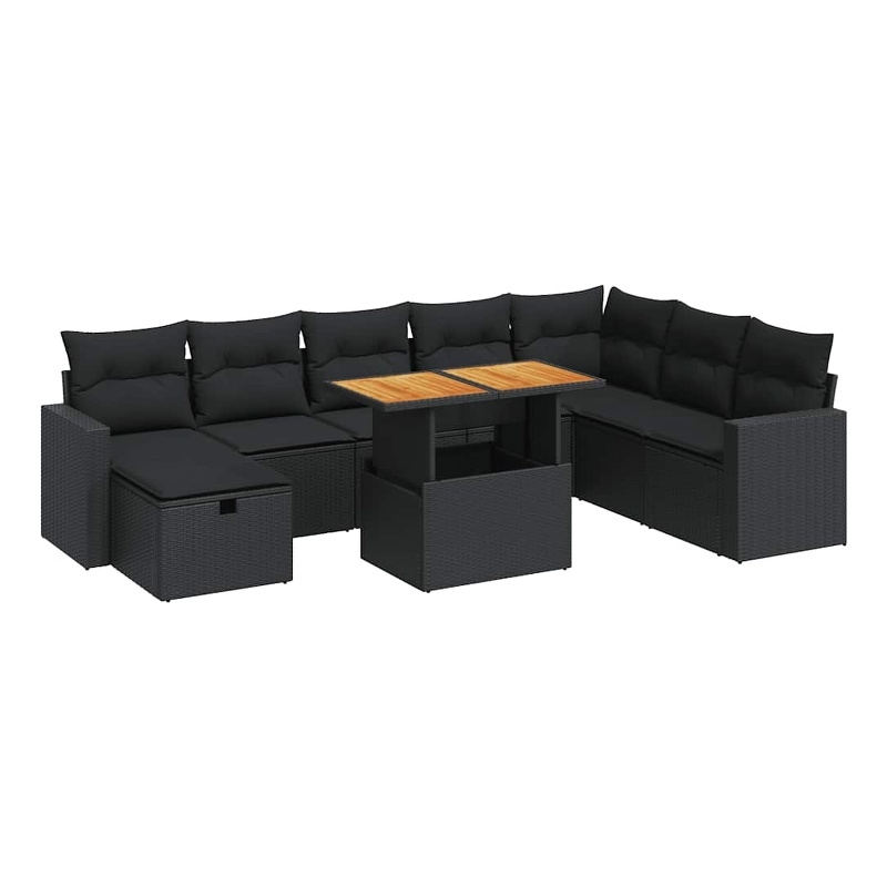 vidaXL 9 Piece Poly Rattan Sofa Set in Black/Gray