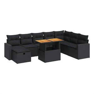 vidaXL 9 Piece Poly Rattan Sofa Set in Black/Gray