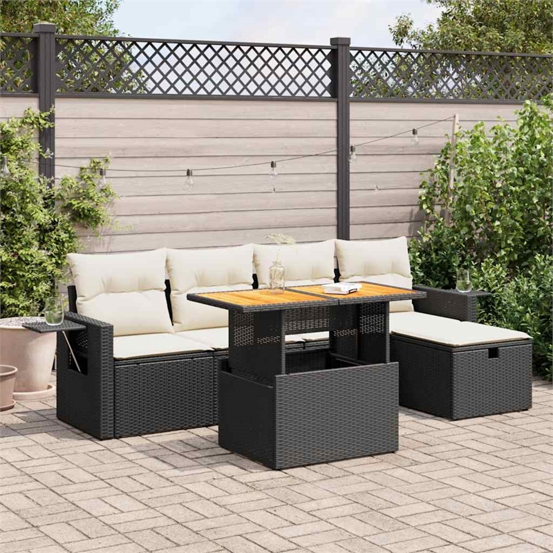 vidaXL 6 Piece Sofa Set in Black/Gray