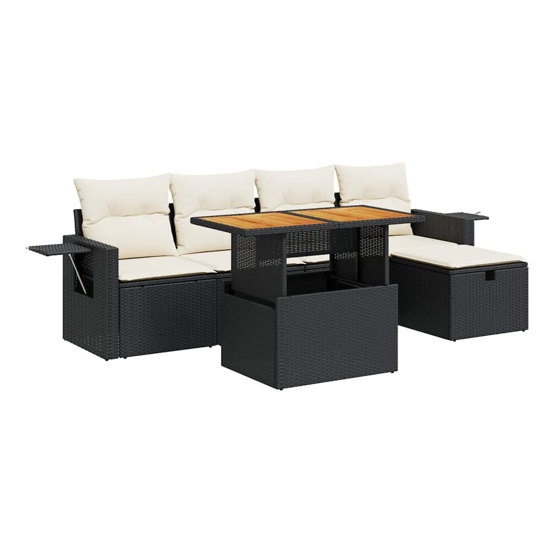 vidaXL 6 Piece Sofa Set in Black/Gray