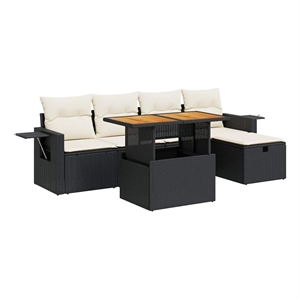 vidaXL 6 Piece Sofa Set in Black/Gray