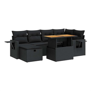 vidaXL 8 Piece Poly Rattan Sofa Set in Black/White/Cream