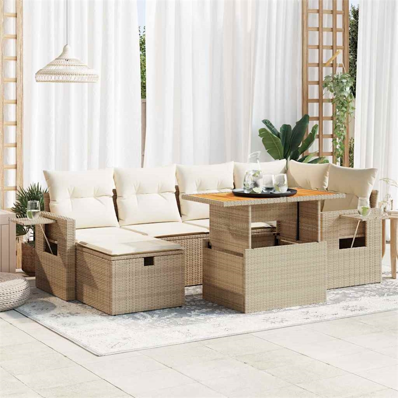 vidaXL 8 Piece Poly Rattan Sofa Set in Gray/Beige