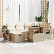 vidaXL 8 Piece Poly Rattan Sofa Set in Gray/Beige