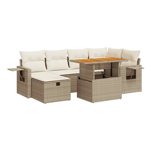 vidaXL 8 Piece Poly Rattan Sofa Set in Gray/Beige