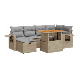 vidaXL 8 Piece Poly Rattan Sofa Set in Gray/Beige