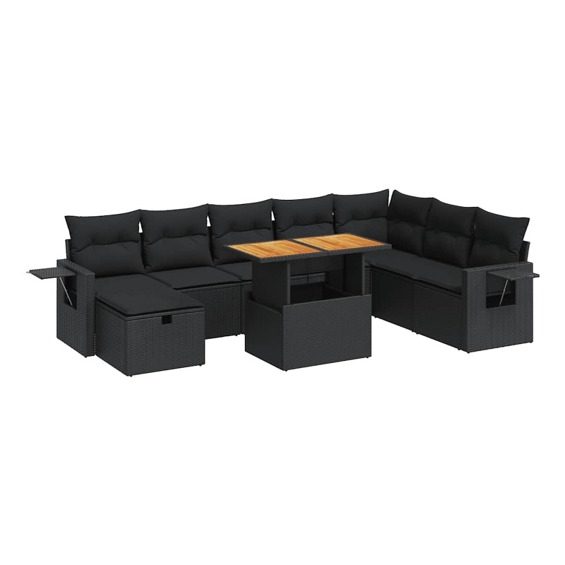 vidaXL 9 Piece Steel Sofa Set in Black/Gray