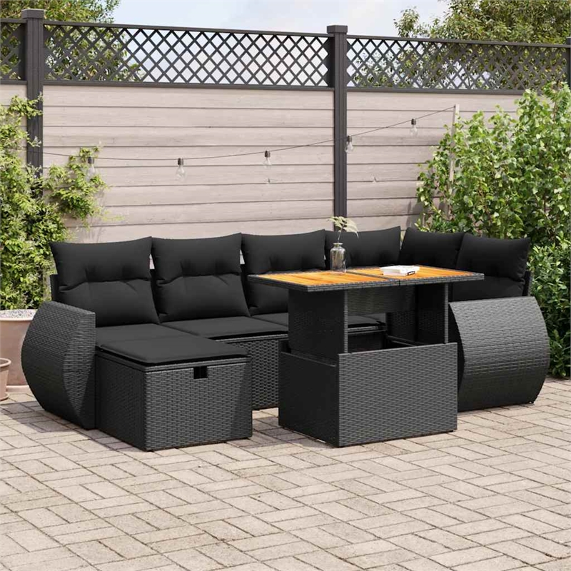 vidaXL 8 Piece Poly Rattan Sofa Set in Black