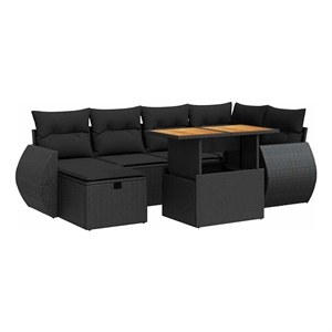 vidaXL 8 Piece Poly Rattan Sofa Set in Black