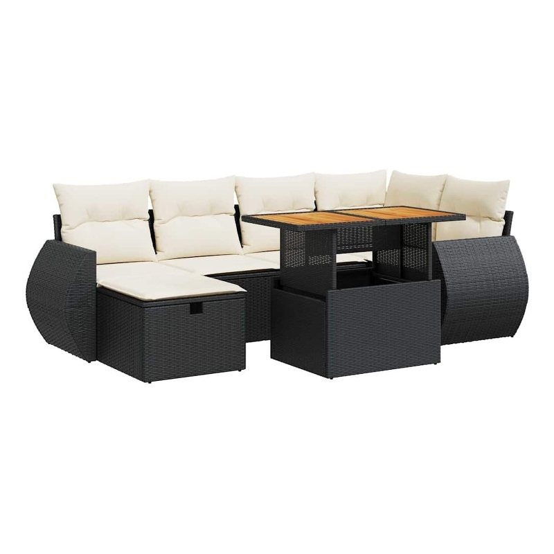vidaXL 8 Piece Steel Sofa Set in Black/White/Cream