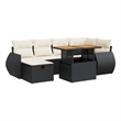 vidaXL 8 Piece Steel Sofa Set in Black/White/Cream