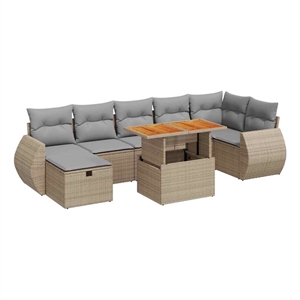 vidaXL 5 Piece Poly Rattan Large Sofa Set in Beige