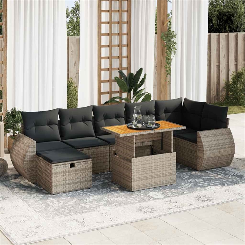 vidaXL 5 Piece Poly Rattan Sofa Set in Gray