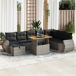 vidaXL 9 Piece Poly Rattan Small Sofa Set in Gray