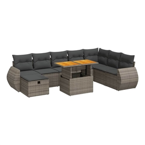 vidaXL 9 Piece Poly Rattan Small Sofa Set in Gray