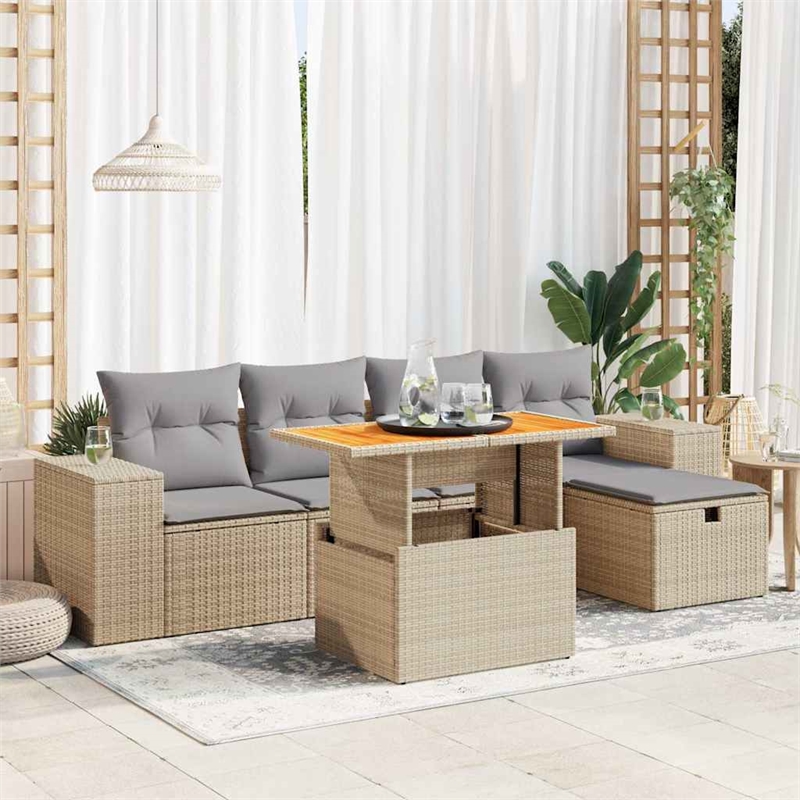 vidaXL Poly Rattan Small Sofa Set in Beige