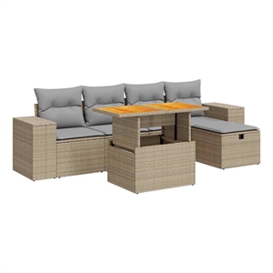 vidaXL Poly Rattan Small Sofa Set in Beige