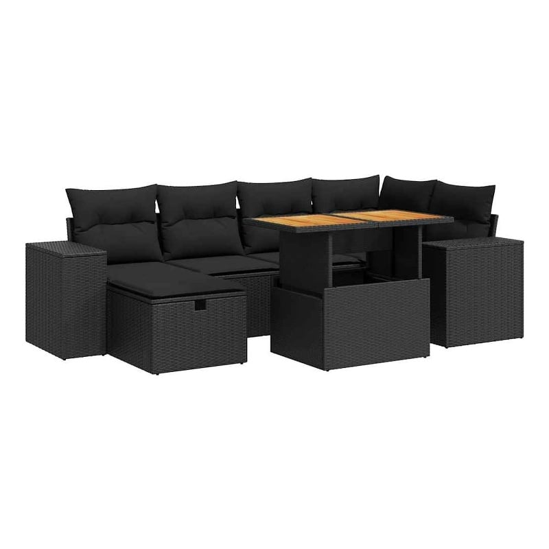 vidaXL 8 Piece Poly Rattan Sofa Set in Black/Brown