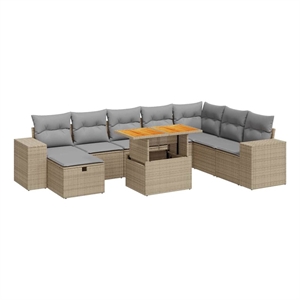 vidaXL 9 Piece Poly Rattan Sofa Set in Gray