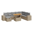vidaXL 9 Piece Poly Rattan Sofa Set in Gray