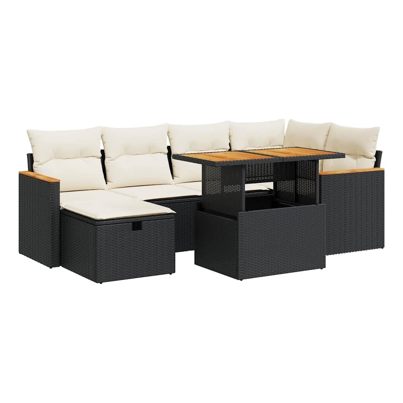 vidaXL 8 Piece Poly Rattan Sofa Set in Black/White