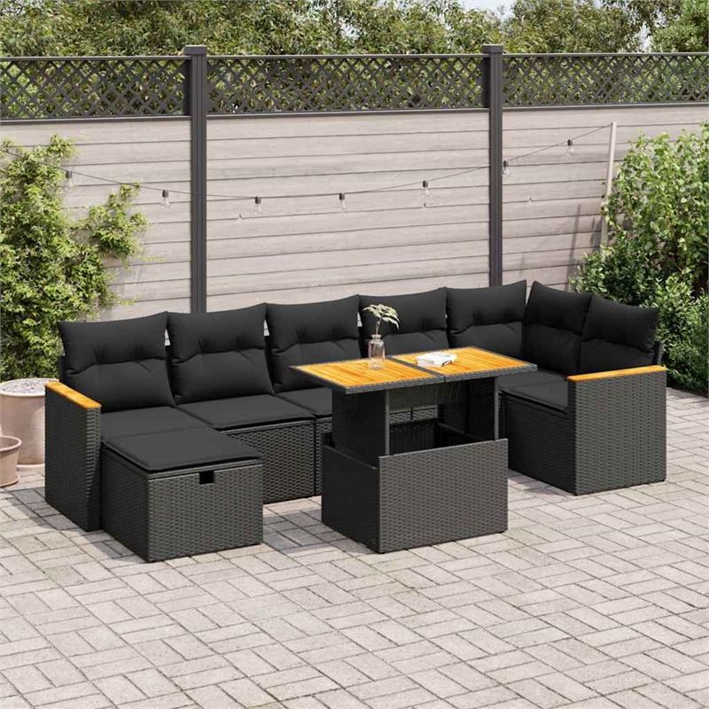 vidaXL Poly Rattan Sofa Set in Black