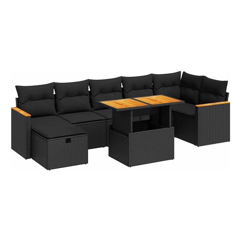 vidaXL Poly Rattan Sofa Set in Black