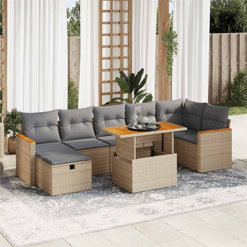 vidaXL 5 Piece Steel Sofa Set in Gray/Beige