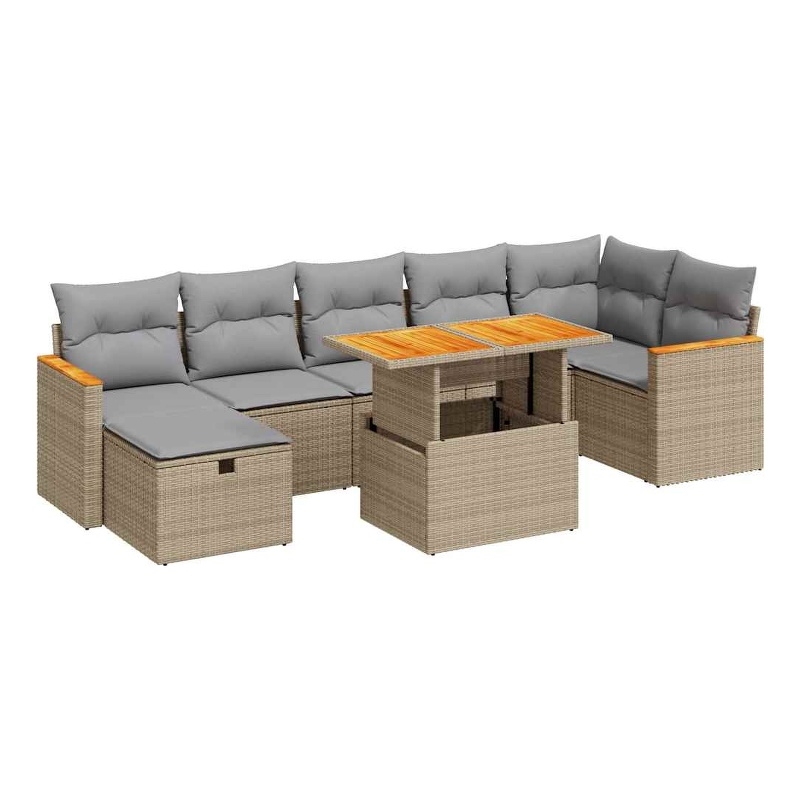 vidaXL 5 Piece Steel Sofa Set in Gray/Beige