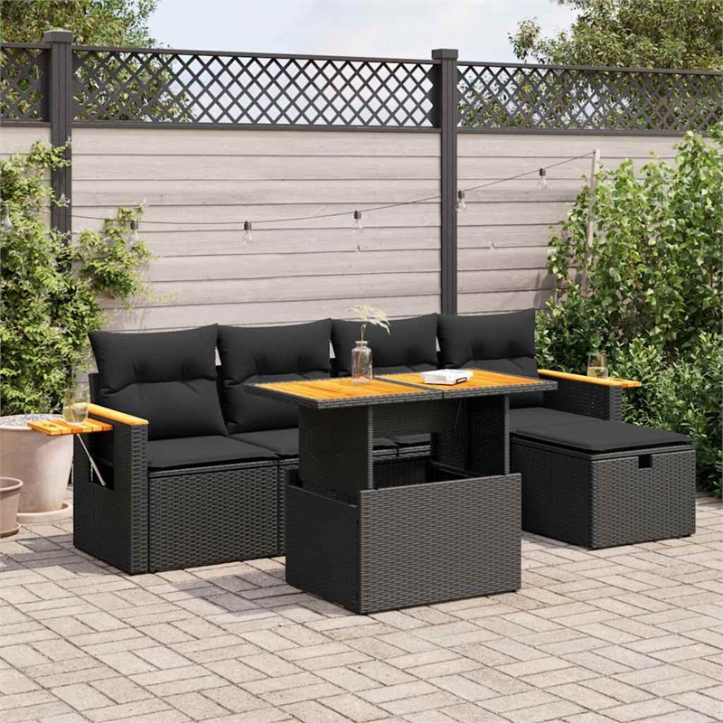 vidaXL 6 Piece Sofa Set in Black