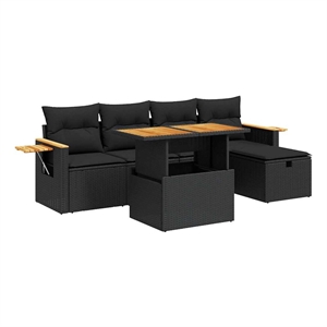 vidaXL 6 Piece Sofa Set in Black