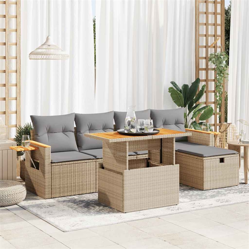 vidaXL 6 Piece Steel Sofa Set in Gray/Beige