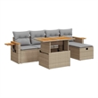 vidaXL 6 Piece Steel Sofa Set in Gray/Beige