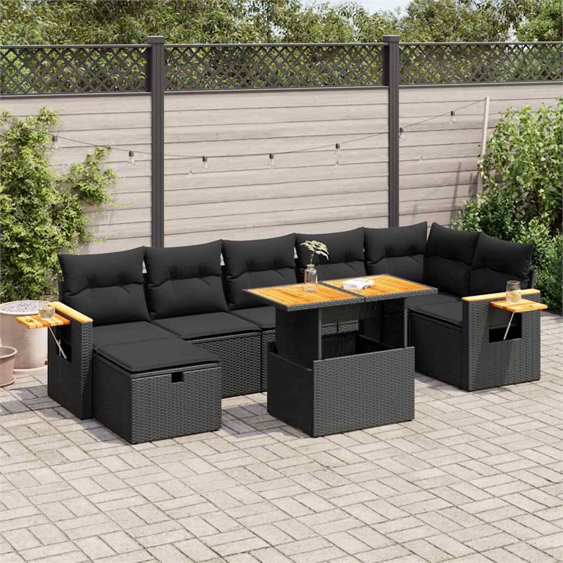 vidaXL 5 Piece Steel Sofa Set in Black