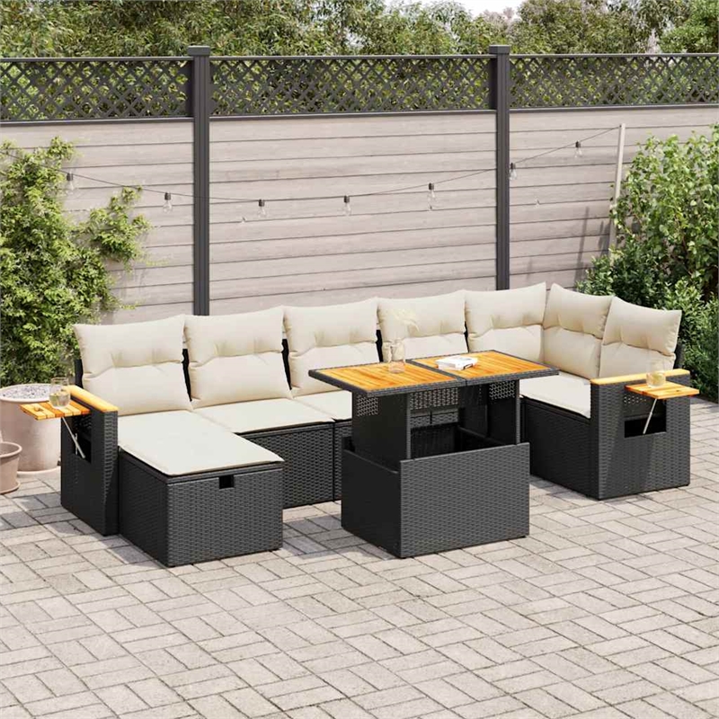 vidaXL 5 Piece Poly Rattan Sofa Set in Black/White