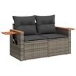 vidaXL 5 Piece Solid Acacia Wood Sofa Set in Gray