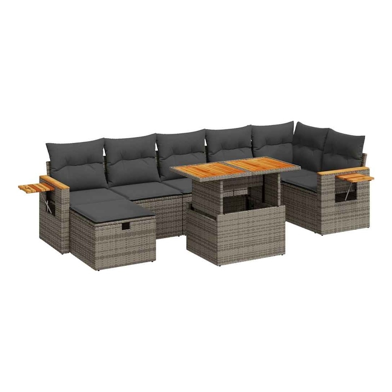 vidaXL 5 Piece Solid Acacia Wood Sofa Set in Gray
