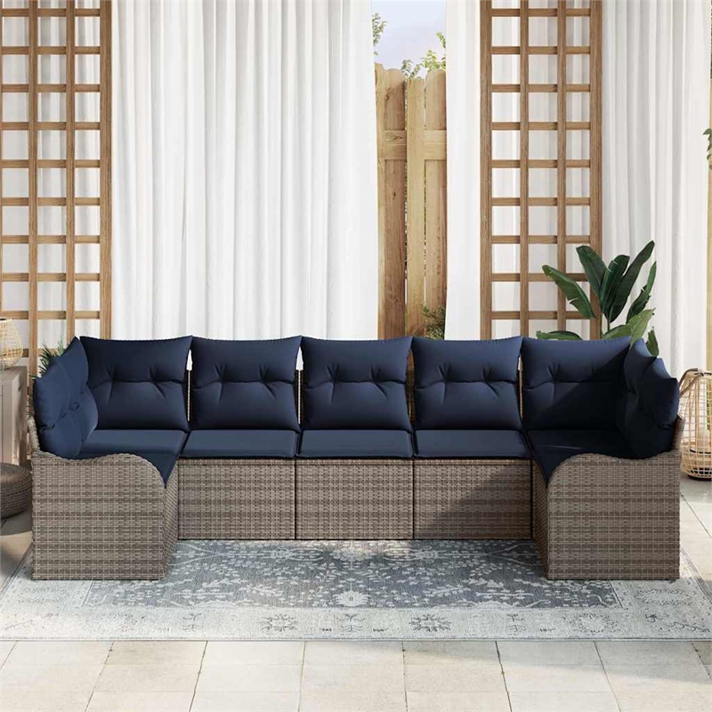 vidaXL Poly Rattan Sofa Set in Gray