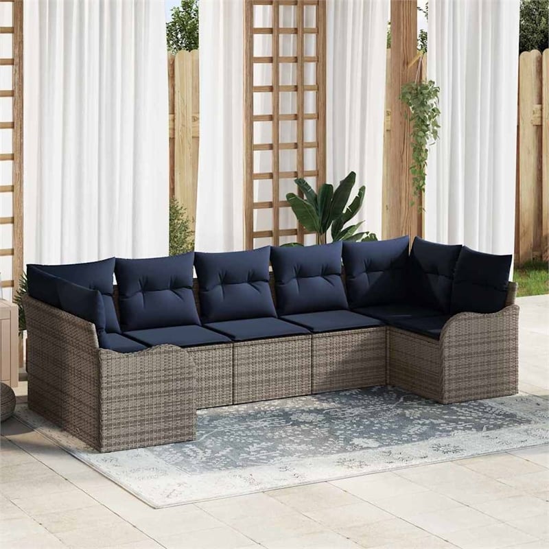 vidaXL Poly Rattan Sofa Set in Gray