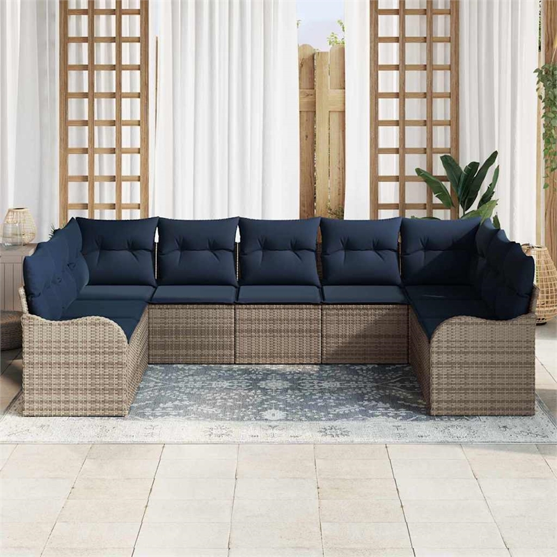 vidaXL Poly Rattan Sofa Set in Gray