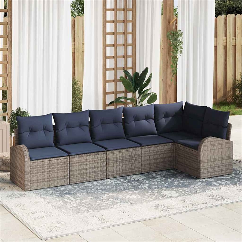 vidaXL Poly Rattan Sofa Set in Gray