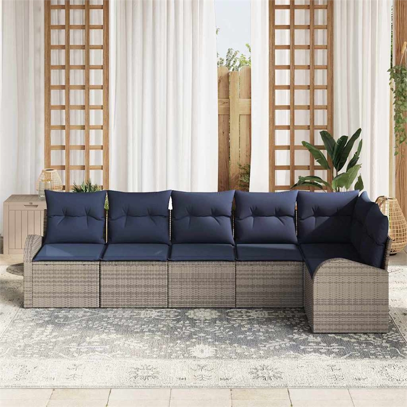 vidaXL Poly Rattan Sofa Set in Gray