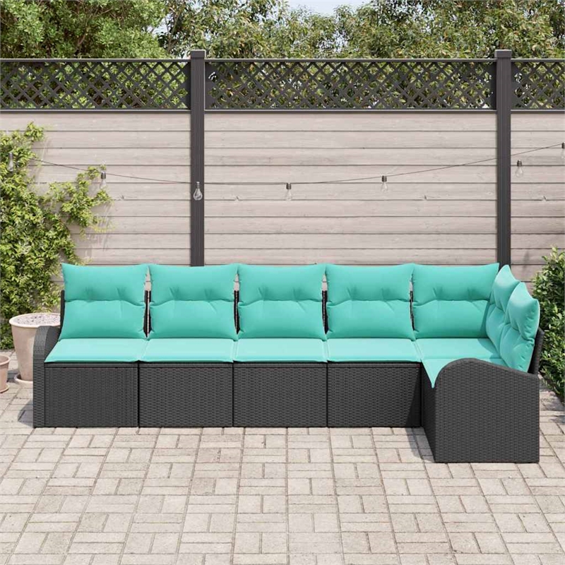 vidaXL Poly Rattan Sofa Set in Black