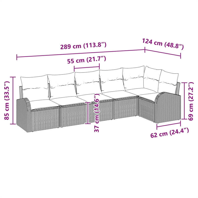 vidaXL Poly Rattan Sofa Set in Black