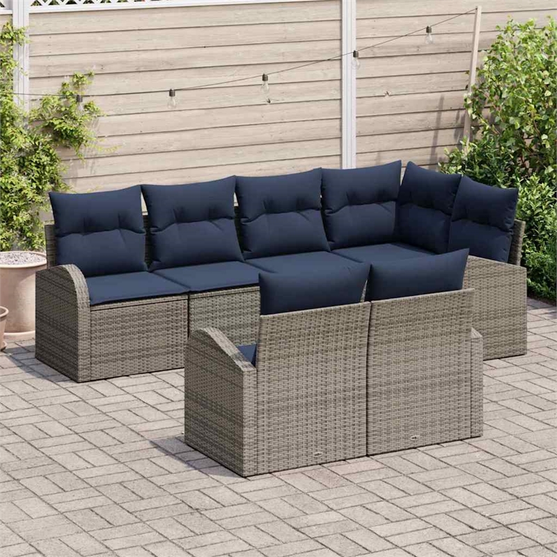 vidaXL Poly Rattan Sofa Set in Gray