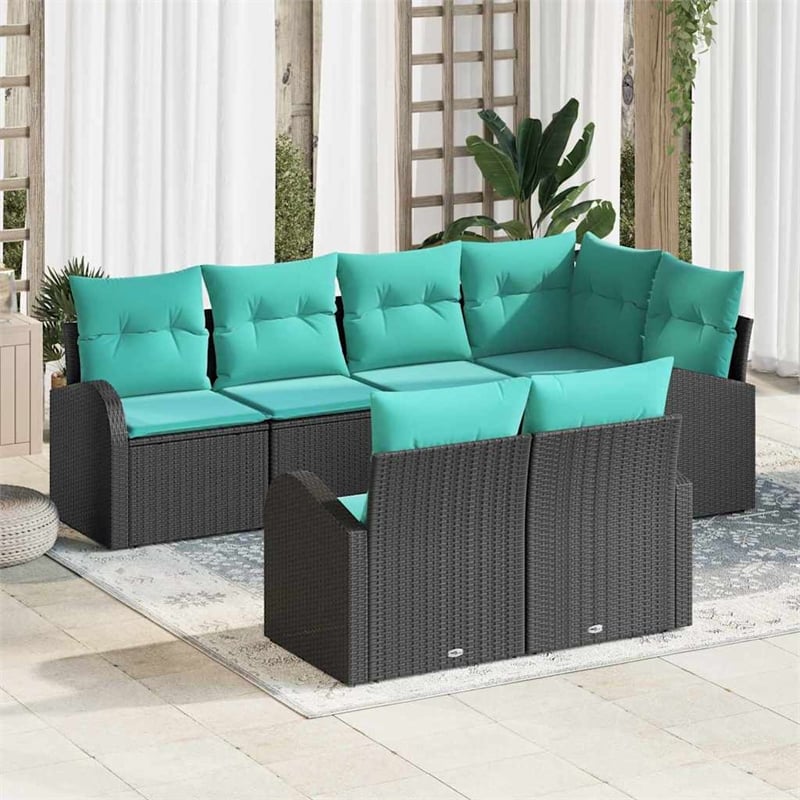 vidaXL Poly Rattan Sofa Set in Black