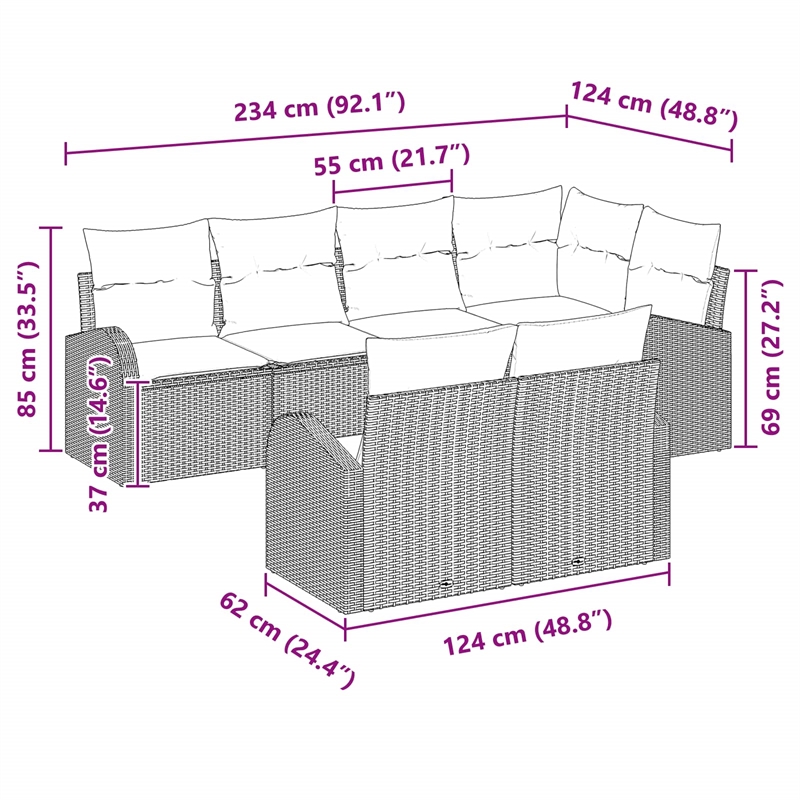 vidaXL Poly Rattan Sofa Set in Black